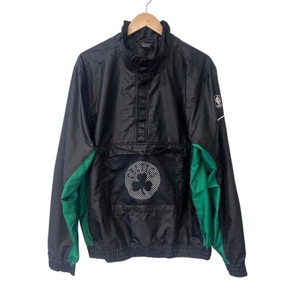 Boston Celtics Nike NBA Pullover Suze Large Jacket Black Green - Picture 1 of 12